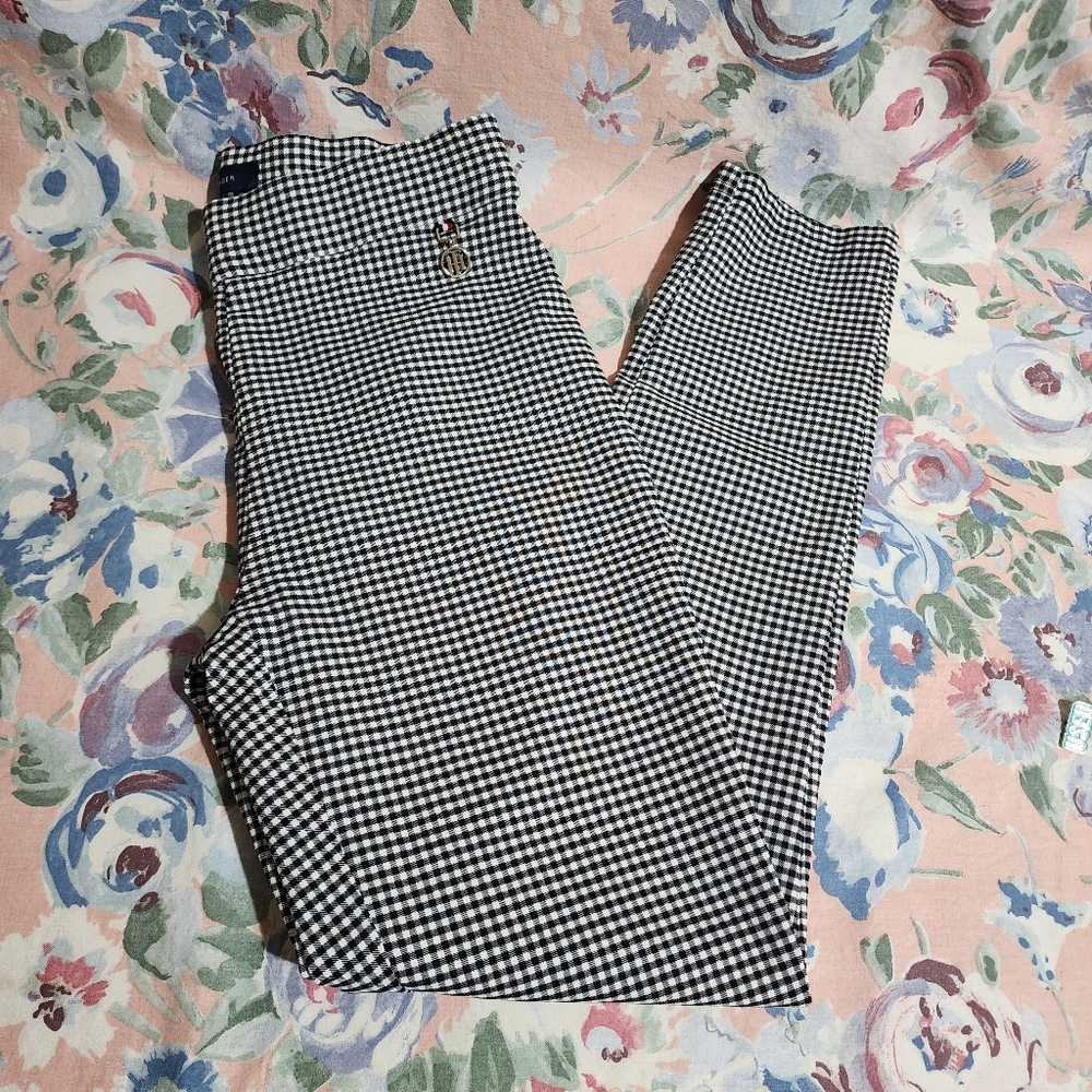Tommy Hilfiger Gingham black white Chinos Stretchy Capri Pants Size 10